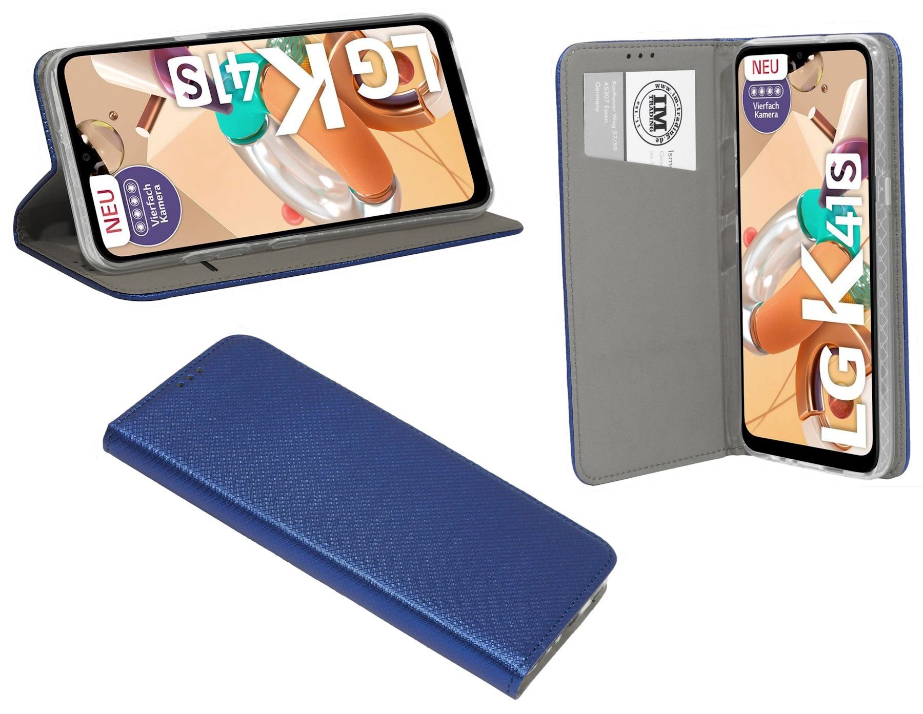 cofi1453 Handyhülle cofi1453® Buch Tasche "Smart" kompatibel mit LG, Kunstleder Schutzhülle Handy Wallet Case Cover mit Kartenfächern, Standfunktion Blau