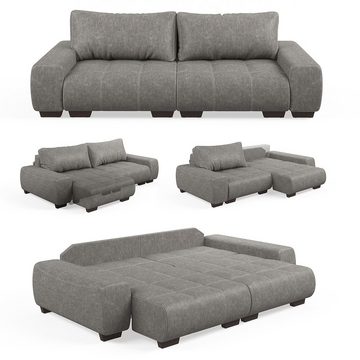 VitaliSpa® Schlafsofa Sofa PERRY Schlaffunktion - Anthrazit Couch Schumstoff Grau