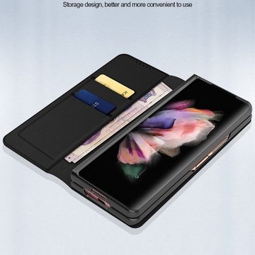 Wigento Handyhülle Für Samsung Galaxy Z Fold4 5G Kunstleder Kunststoff Handy Tasche Hülle Etuis Grün