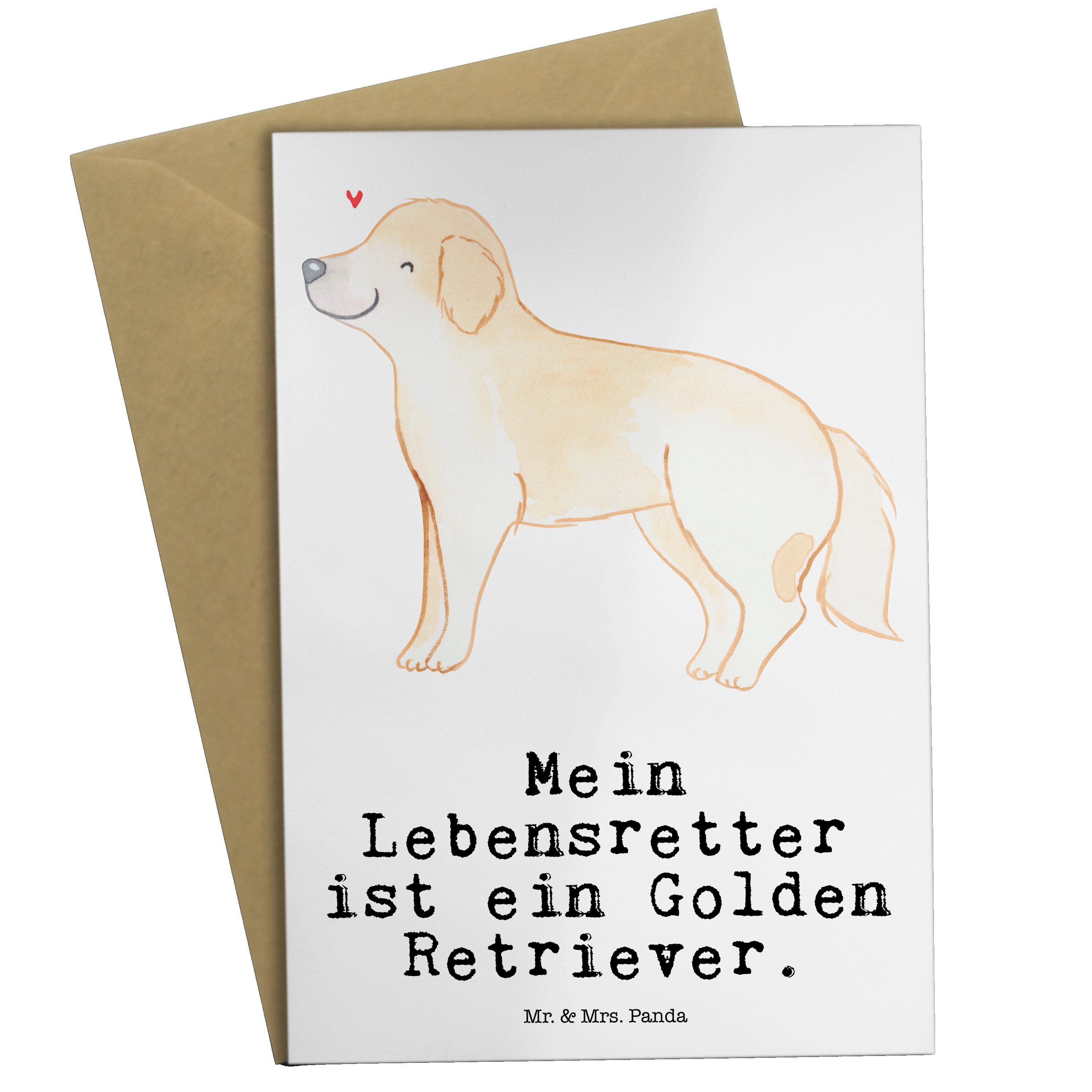 Mr. & Mrs. Panda Grußkarte Golden Retriever Lebensretter - Weiß - Geschenk, Geburtstagskarte, Go