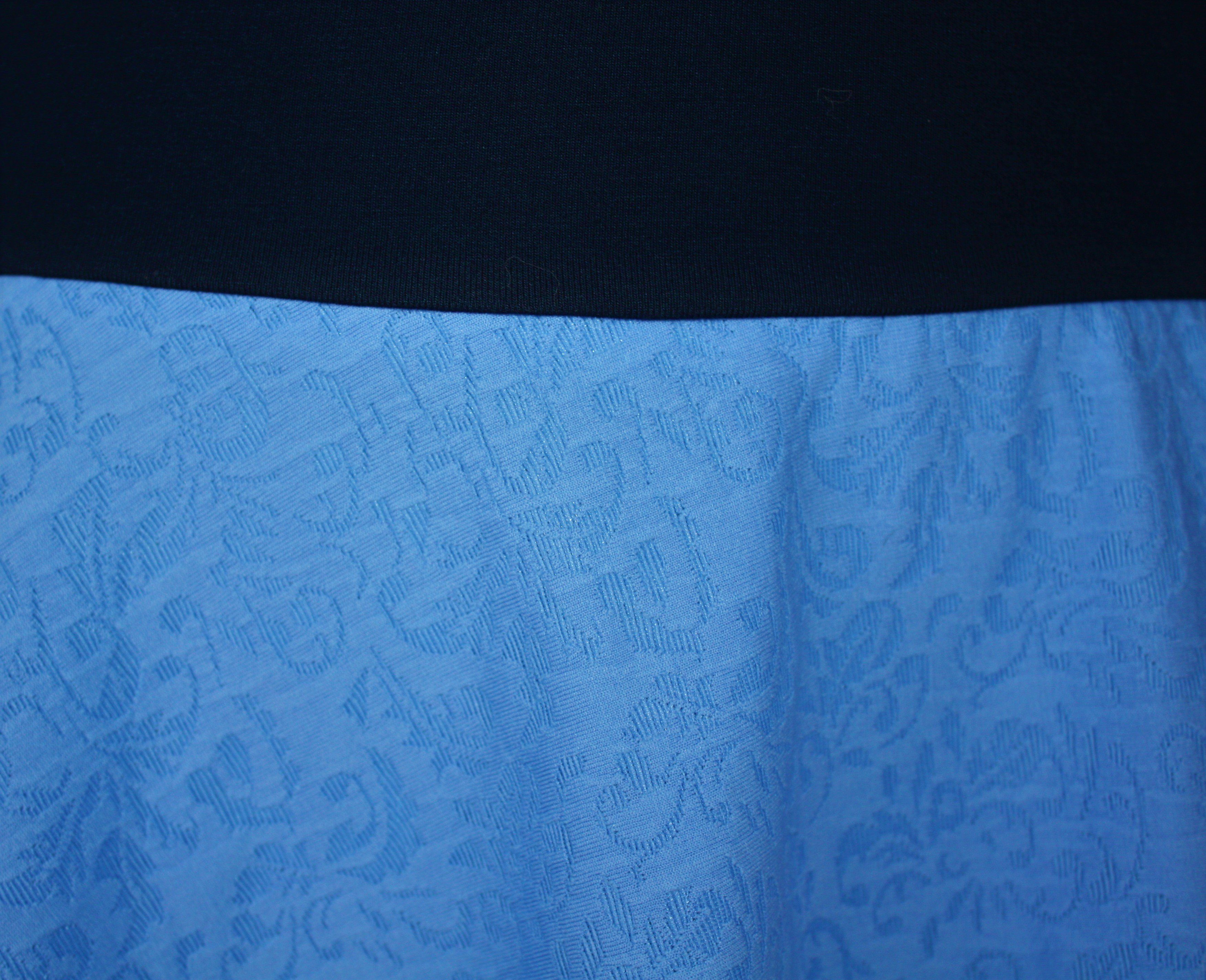 dunkle design A-Linien-Rock Jacquard Jersey Blau Creme Orange elastischer Bund