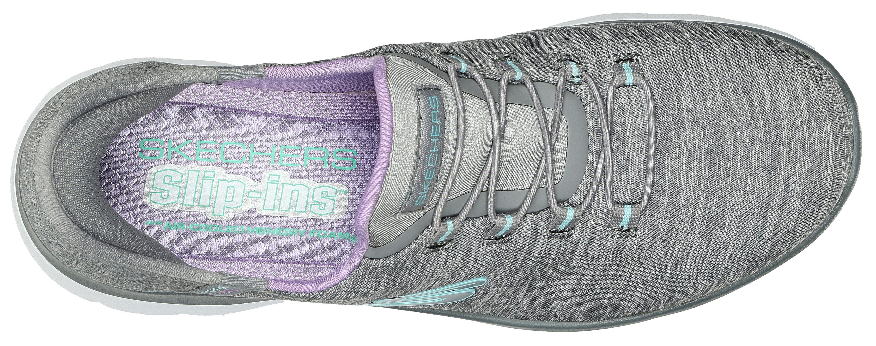 SUMMITS Sneaker HAZE Kontrastdetails Skechers mit dezenten grau-meliert Slip-On DAZZLING