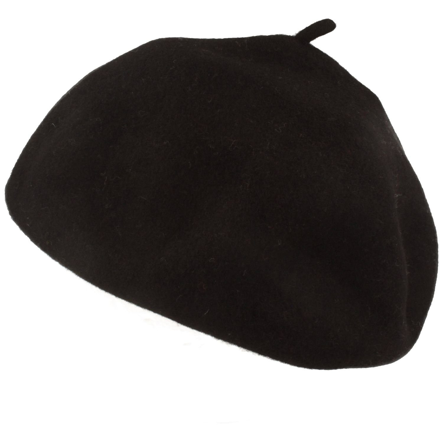 Baskenmütze Stegbaske 100% Beanie Kopka Wolle schwarz Walkmütze Long aus