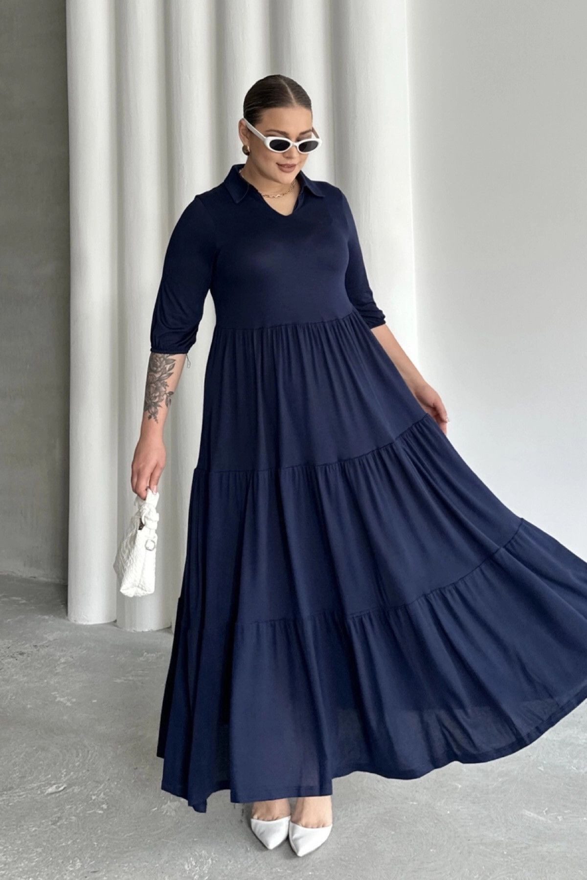 Stil Diva Minikleid Langes Kleid in Übergröße mit V-Ausschnitt, kurzen Ärme günstig online kaufen