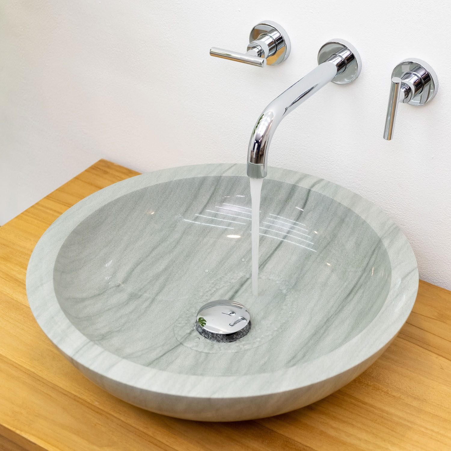 wohnfreuden Aufsatzwaschbecken Sandstein Waschbecken 45 cm rund poliert (Kein Set), 40_40316