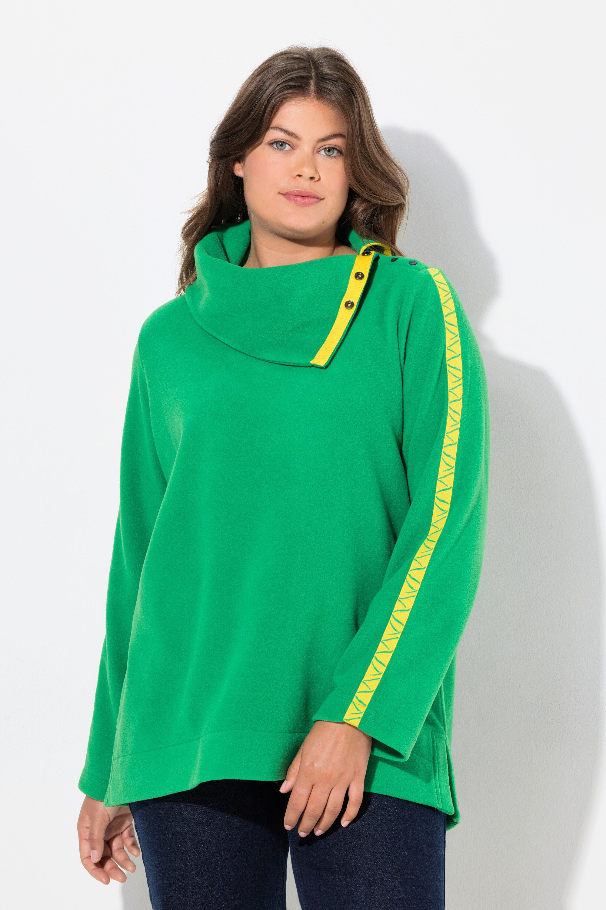 Sweatshirt Fleece Sweatshirt großer Kragen Langarm