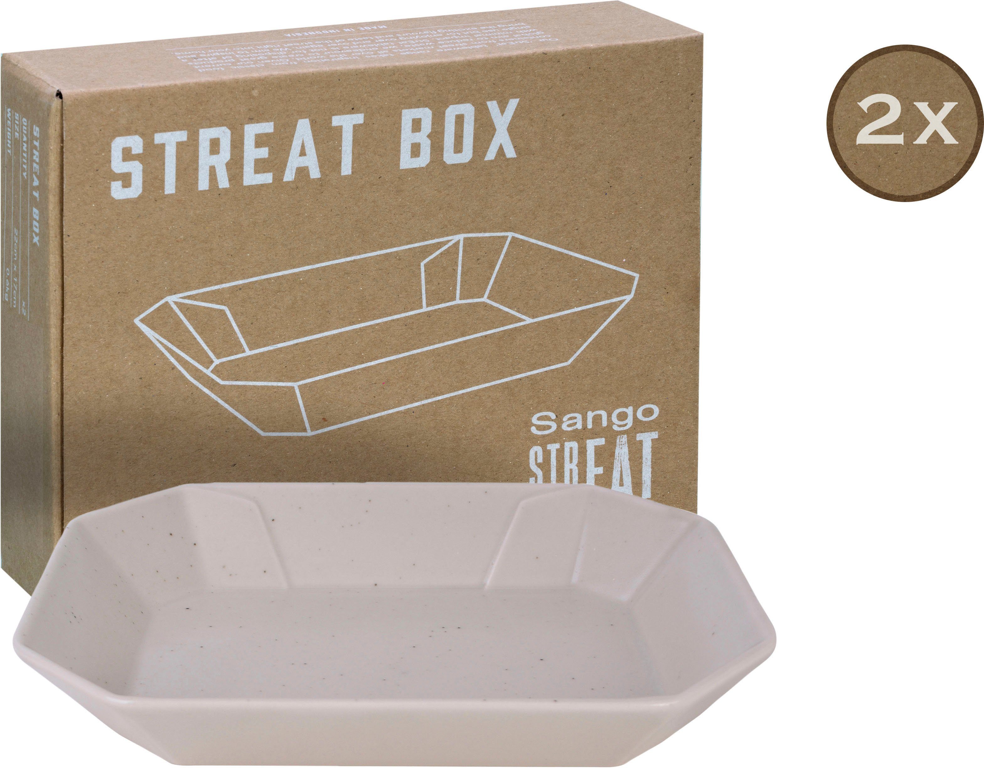 CreaTable Servierschale Box, Steinzeug, Snackschale, (Set, Trend, „Streat Topaktueller Creme Food“ 2-tlg), weiß