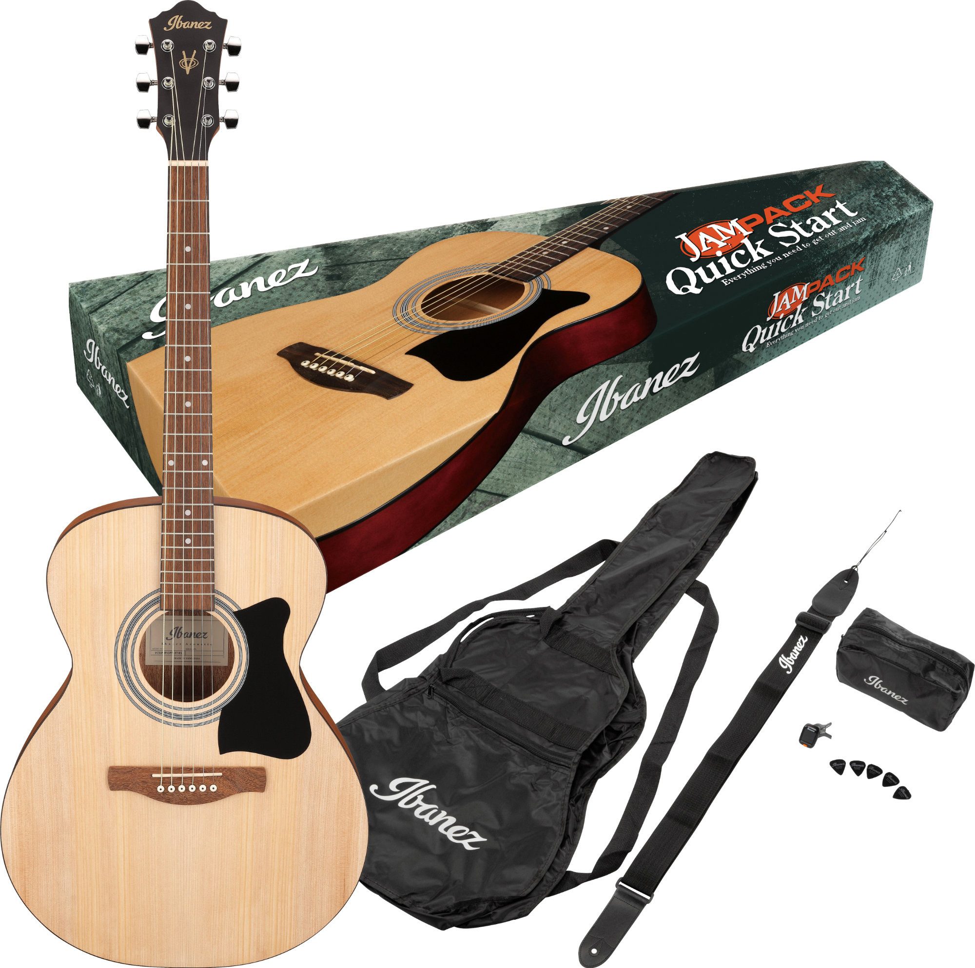 Ibanez Westerngitarre Ibanez VC50NJP-OPN Grand Concert Jam Pack Open Pore Natural, Grand Concert, Westerngitarre im Einsteiger-Set
