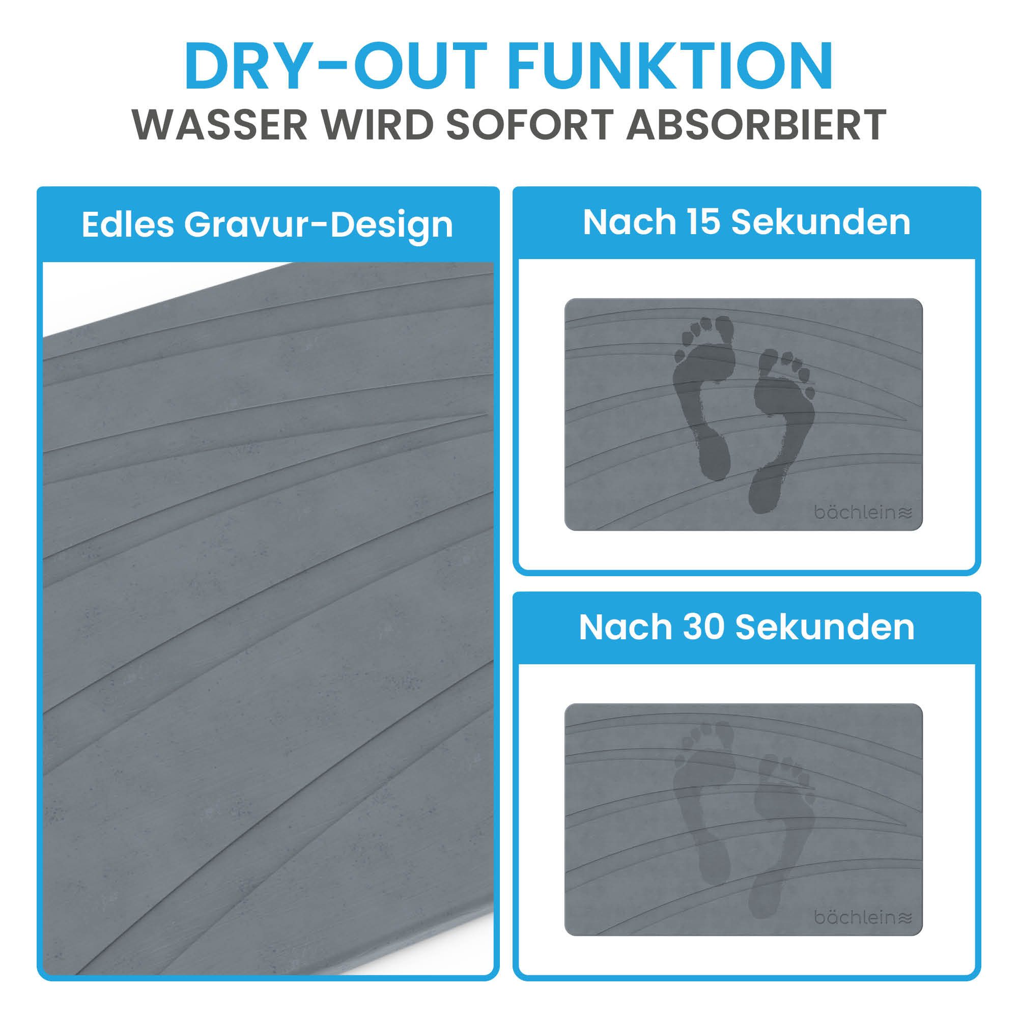 Bächlein Badematte Kieselgur Stein Duschvorleger schnelltrocknend rutschfes günstig online kaufen