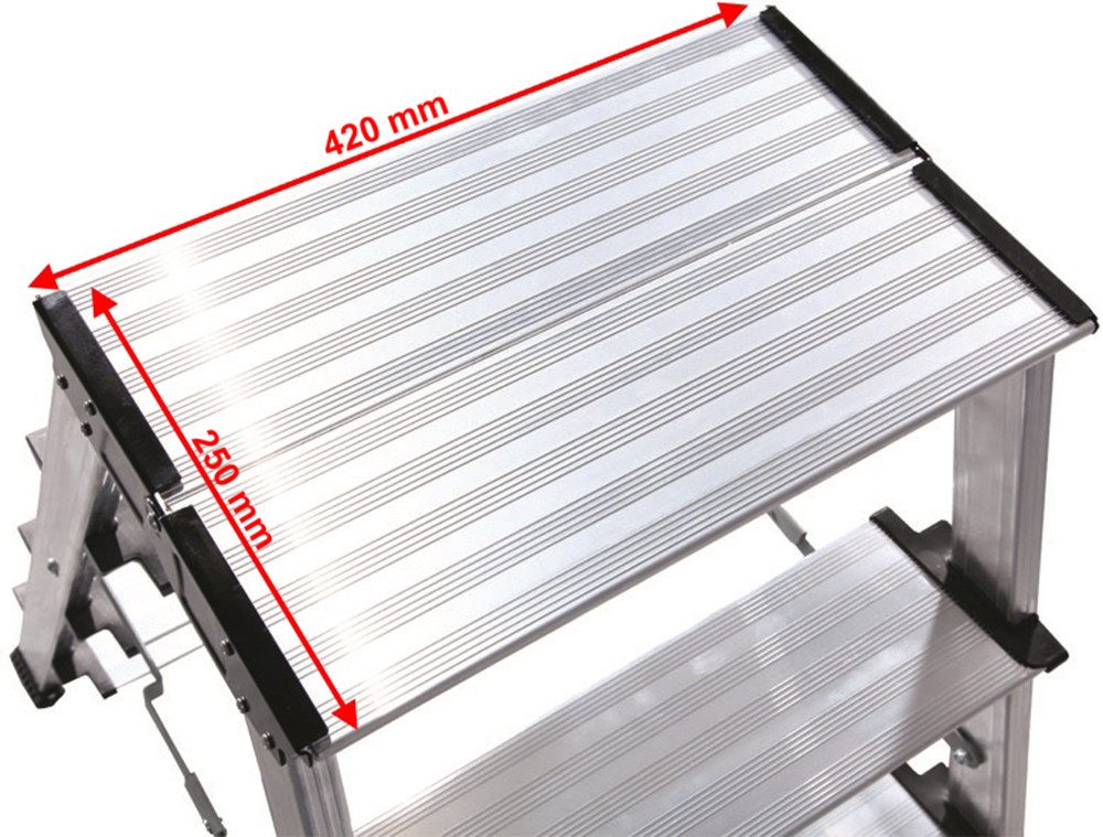 KRAUSE Klapptritt Treppo, Aluminium, 2x3 Stufen, Arbeitshöhe ca. 265 cm