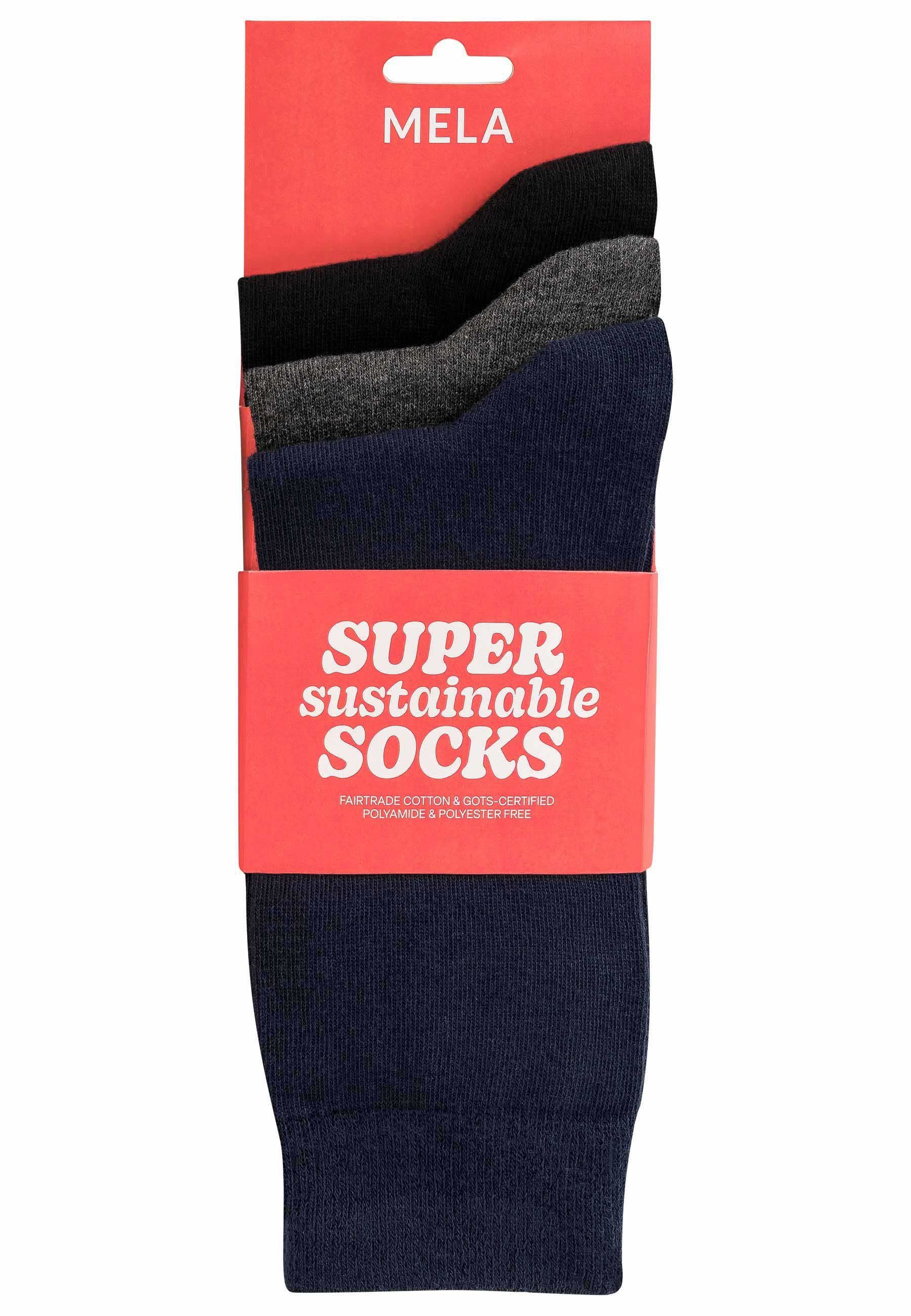 Basic / 3er Socken melange MELA anthrazit / Pack schwarz navy Socken