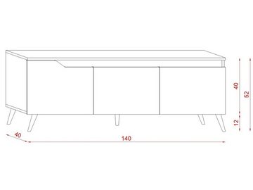 DB-Möbel Lowboard TRIO in matt Eiche und Weiß und und Graphite Grau