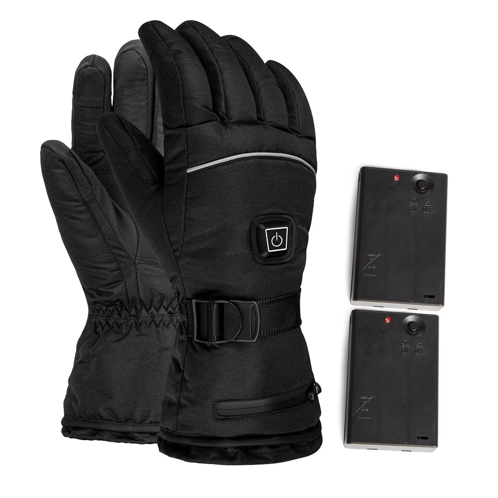 Laufen Handschuhe,Batterie,für Winter,Skihandschuhe,Thermohandschuhe Damen Schwarz Beheizte BTTO Multisporthandschuhe Skifahren Herren Radfahren Handschuhe