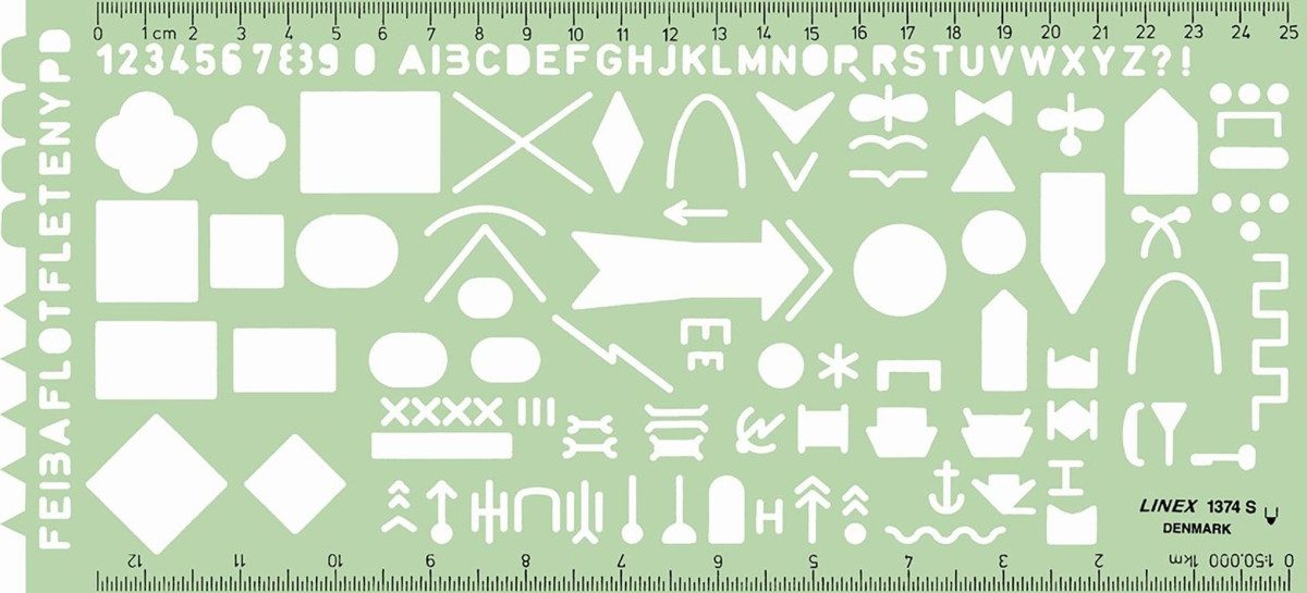 Linex Zeichenschablone Zeichenschablone Taktische Militär-Symbole grün