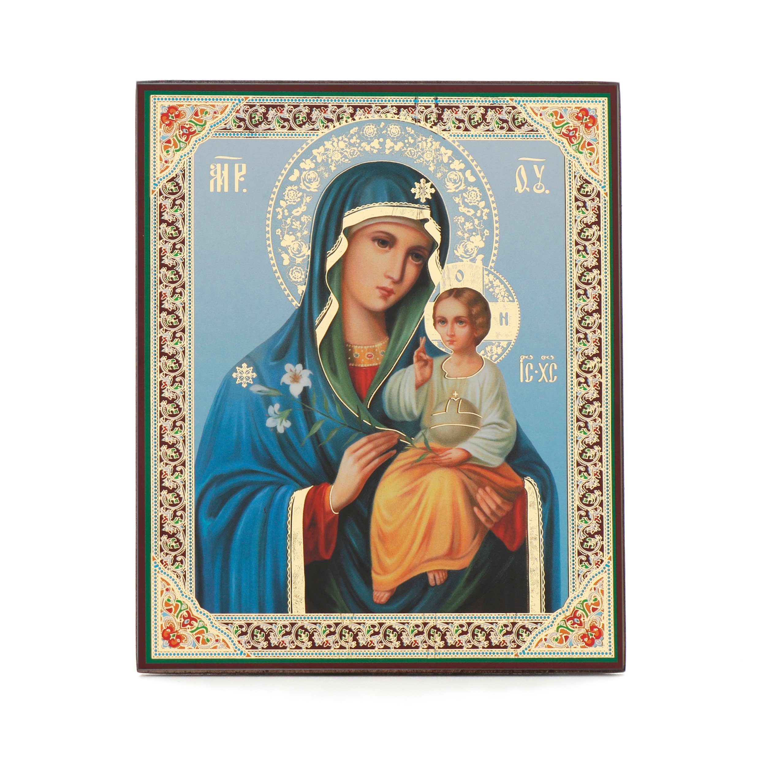 NKlaus Bild Gottesmutter Nicht Verwelkende Blume Holz Ikone 10x12 christlich ortho, Religion