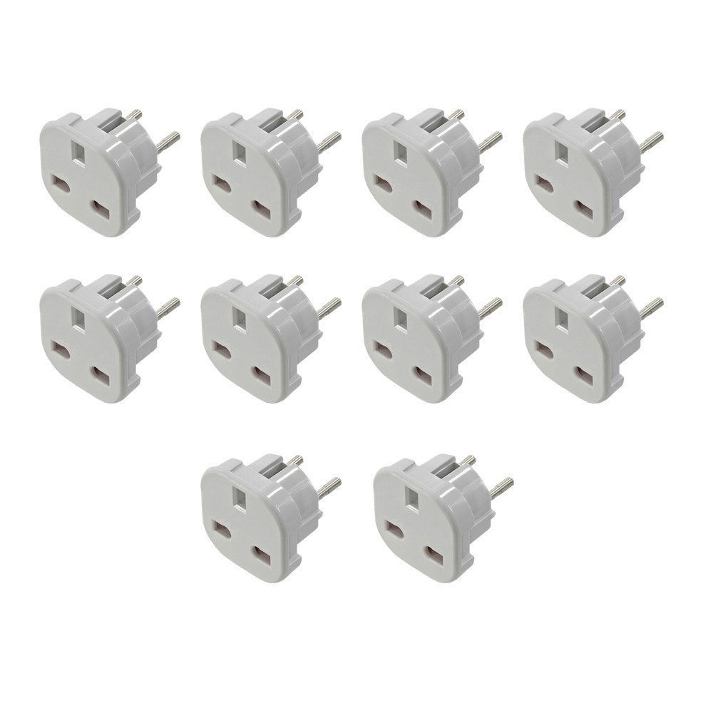 Fiduciashop Reisestecker UK zu DE / EU Steckdosenadapter Netzadapter [10ERPACK] Reiseadapter, Reise-Adapter Kinderschutz Steckeradapter: UK  EU
