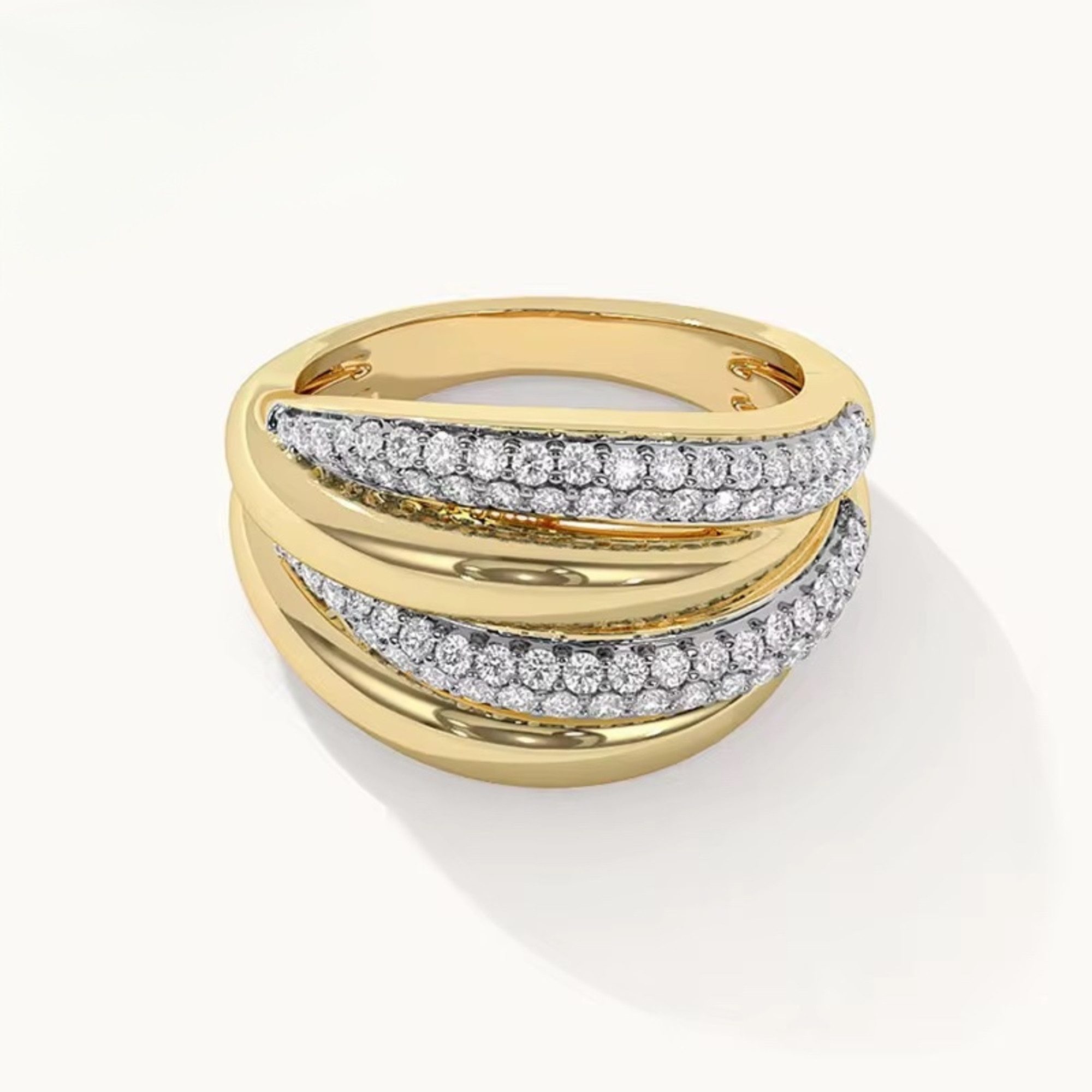 ROUGEMONT Silberring Bicolor Damen Ring mit Zirkonia Besatz 925 Sterling Silber