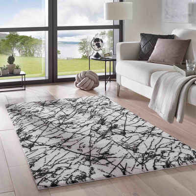 Teppich Supersoft Kurzflorteppich Valetta Marmor, TaraCarpet, rechteckig, Höhe: 19 mm, modern marmoriert waschbar Wohnzimmer Schlafzimmer Badezimmer 050x080
