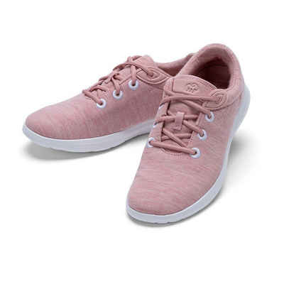 merinos - merinoshoes.de Bequeme Damen Lace- Up, Sportschuhe Sneaker atmungsaktive rosa Schuhe aus weicher Merinowolle