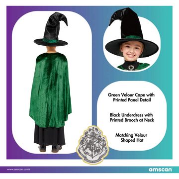 Amscan Hexen-Kostüm Professor McGonagall Kostüm für Kinder - Grün, Magierin Zauberin aus Harry Potter