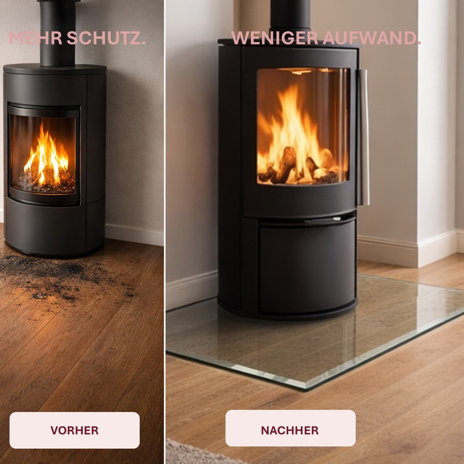 HOOZ Bodenschutzplatte aus 6mm ESG 115x65cm, rechteckige Funkenschutz Fasettenschliff Klar, Kamin Glas, 1-St., belastbare Glasauflage, Glasplatte, Schutzglas, B – Bild 5 von 5