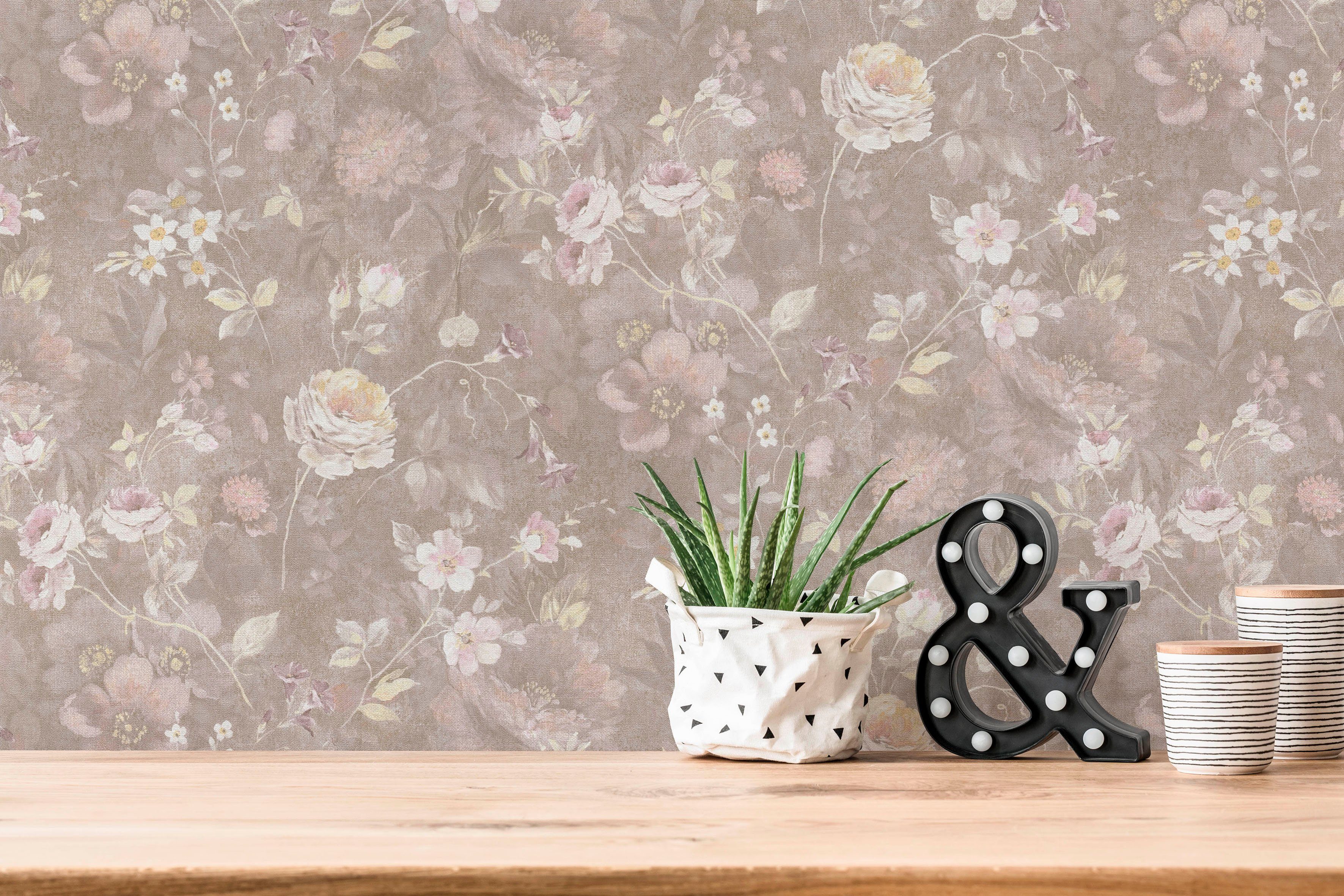 A.S. Création Vliestapete Natural Living Blumentapete, leicht strukturiert, günstig online kaufen