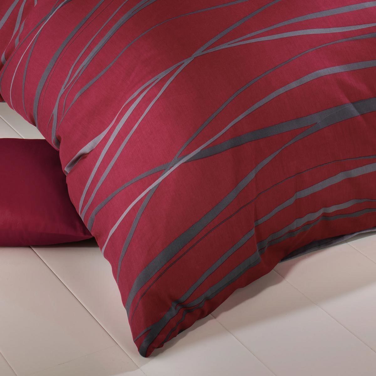 TRAUMSCHLAF Bettwäsche Bibermotion redgraphit, Biber, 2 teilig, kuschelig warm, zeitloses Design
