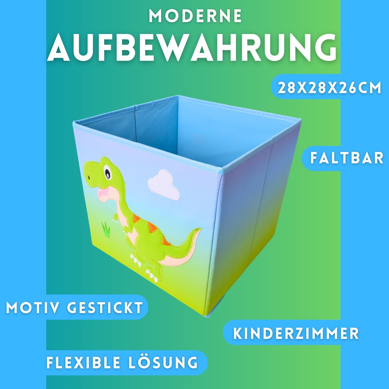 TE-Trend Spielzeugtruhe Aufbewahrungsbox Dinosaurier Box Motiv günstig online kaufen