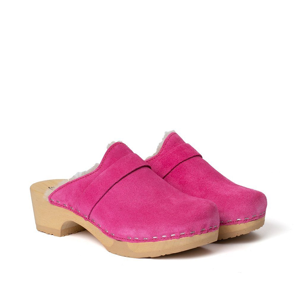 Damen, Clog Softclox bequem TAIRA Holz, pink (natur), Clogs, Winter, Kaschmir/LF