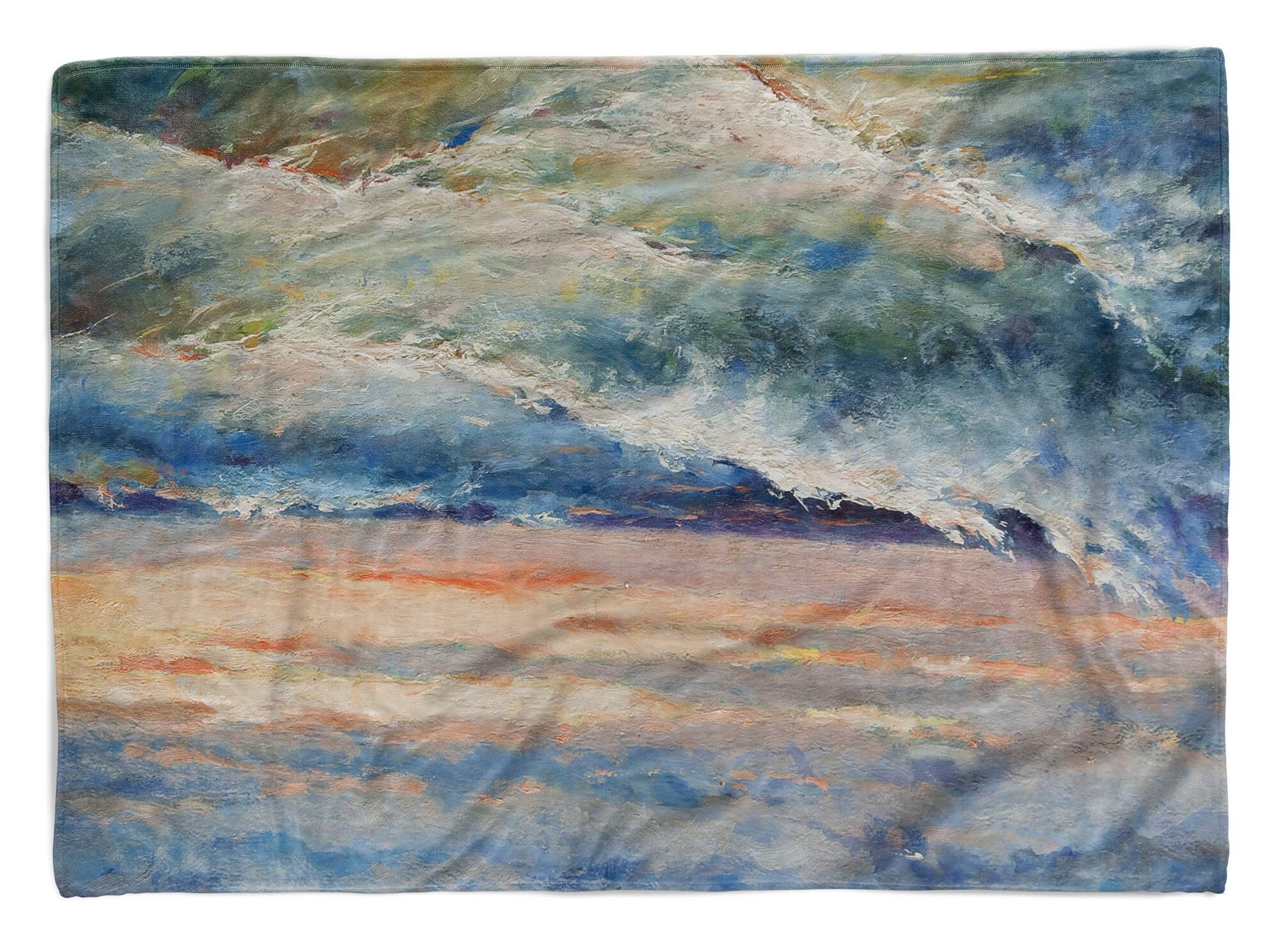 Sinus Art Handtücher Fotomotiv Abstra, (1-St), Strandhandtuch Saunatuch Wellen mit Kuscheldecke Handtuch Baumwolle-Polyester-Mix Handtuch Meer