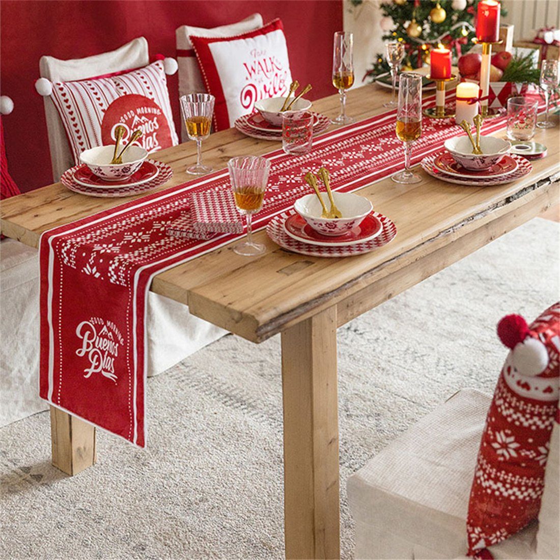Tischläufer Dekorative Prints DÖRÖY Tischdecken, Tischläufer Table Christmas Festliche