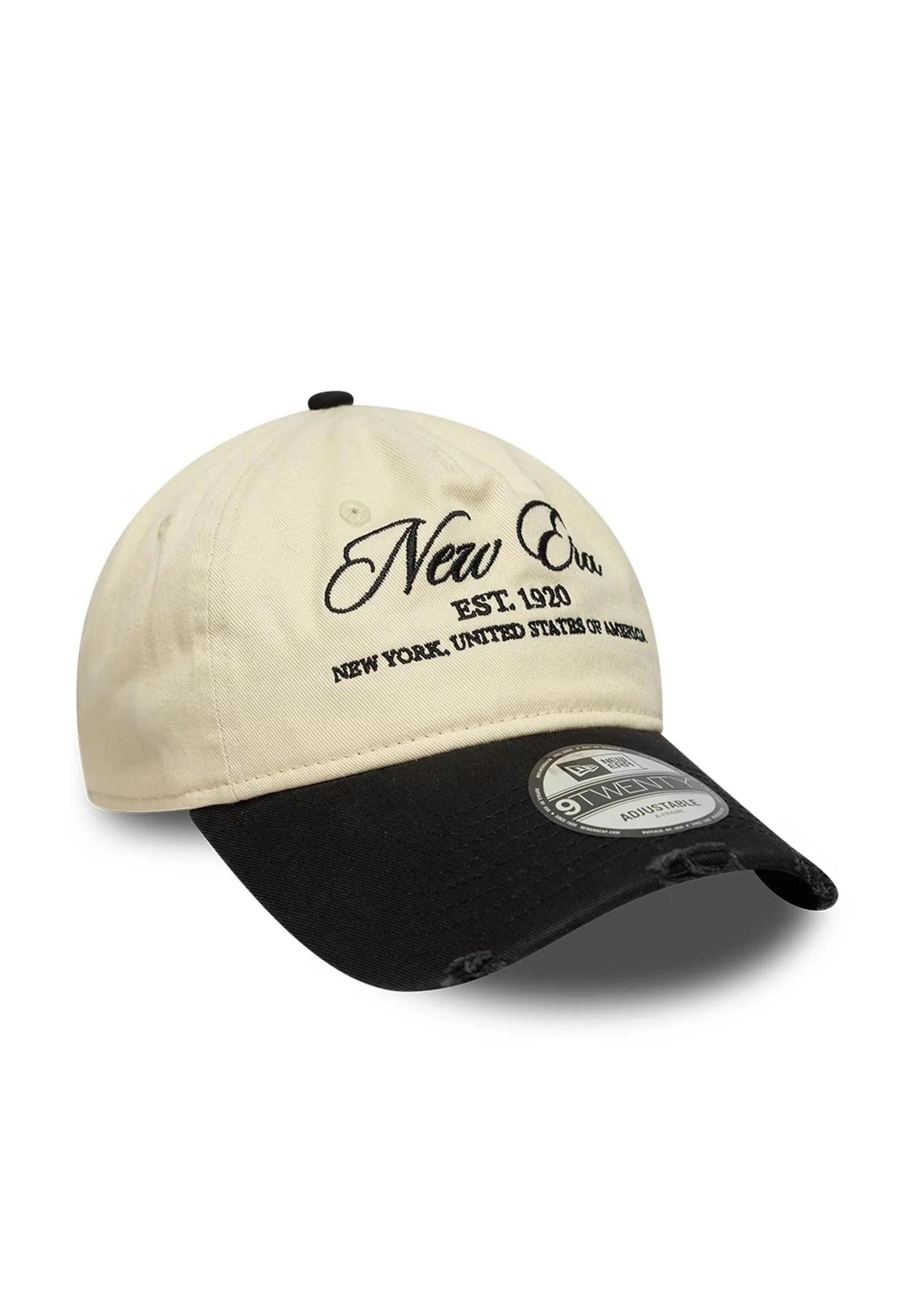 New Era Baseball Cap New Era Washed Distressed 9Twenty A-Frame Cap Beige Schwarz (1-St)