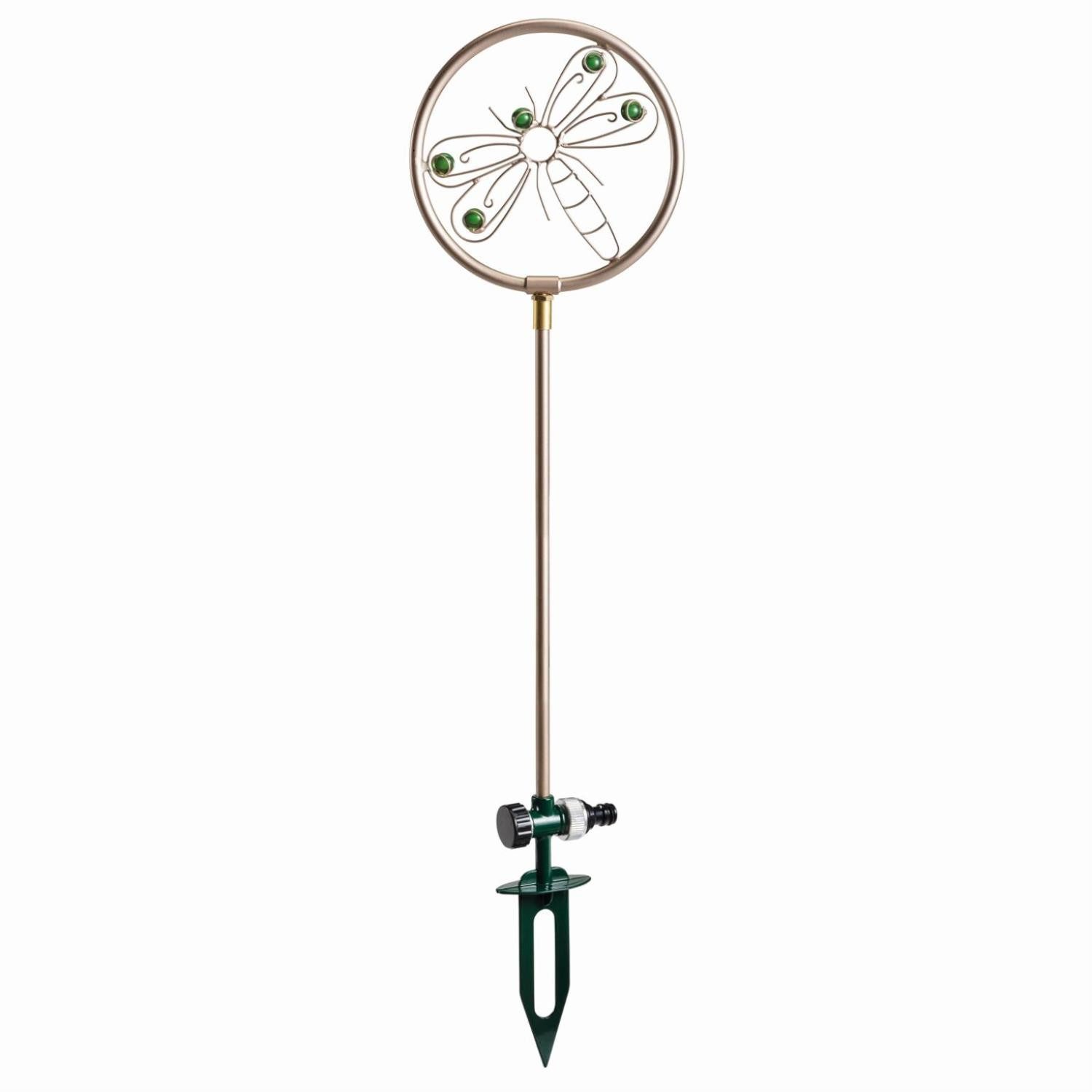 MARELIDA Wasserspiel Rasensprenger LIBELLE Edelstahl Sprinkler rotierend mit Erdspieß