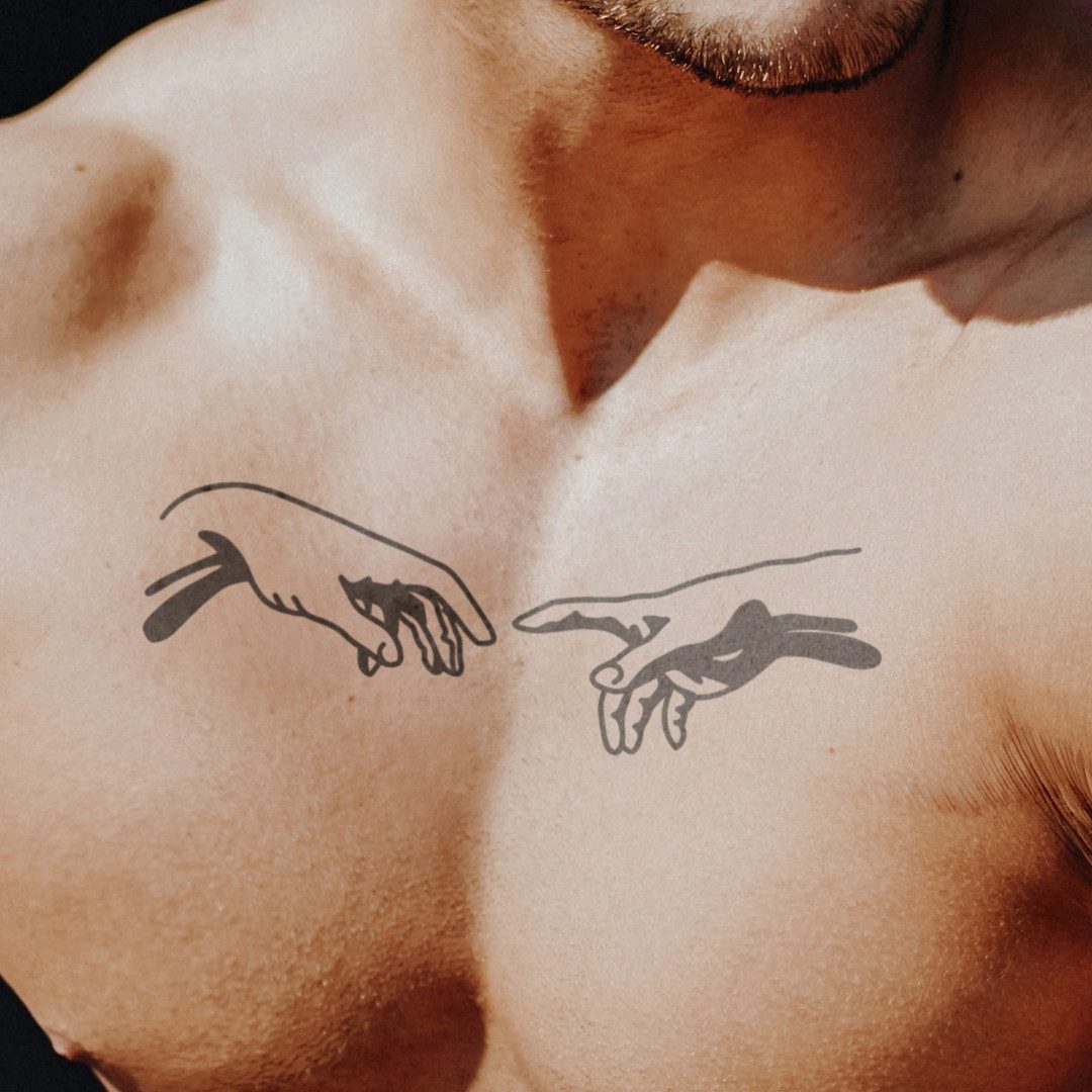Inkster Schmuck-Tattoo Creation of Adam Tattoo, wasserfestes temporäres Tattoo, 2 Wochen Halt