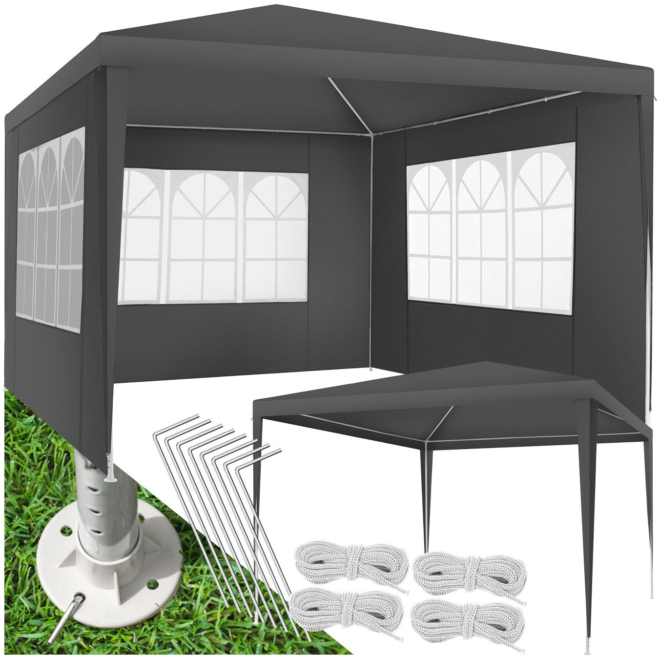 tectake Pavillon Partyzelt Barinas mit 3 Seitenteilen, wasserdicht, 3x3m, m günstig online kaufen