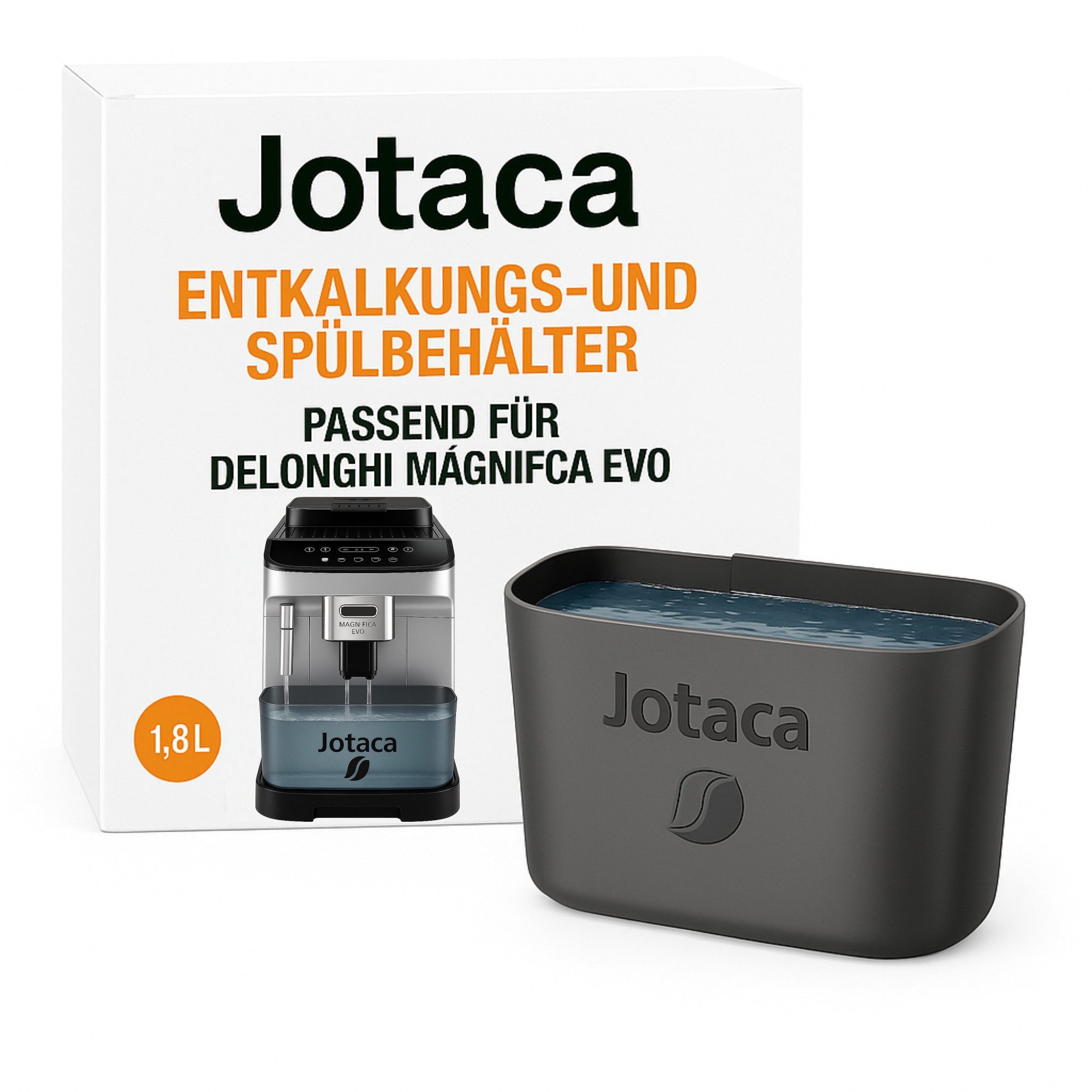 Jotaca Tropfschale Entkalkungs - Behälter, für Kaffeeautomat, Kaffeeevollautomat, Kaffeemaschine, Espressomaschine, (1-St., passend für Delonghi ECAM Magnifica EVO), für den optimierten Entkalker Vorgang