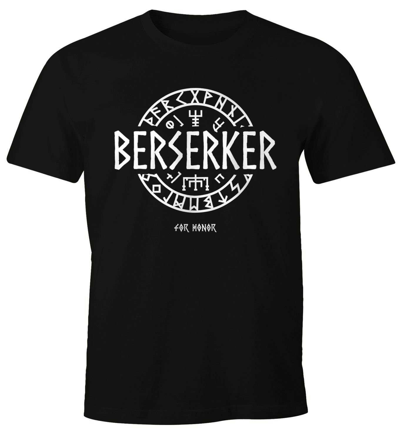Kundenkarte MoonWorks Print-Shirt Herren T-Shirt Berserker mit Wikinger Vikings Print For Honor Runen Fashion Mode Moonworks® Logo-Shirt