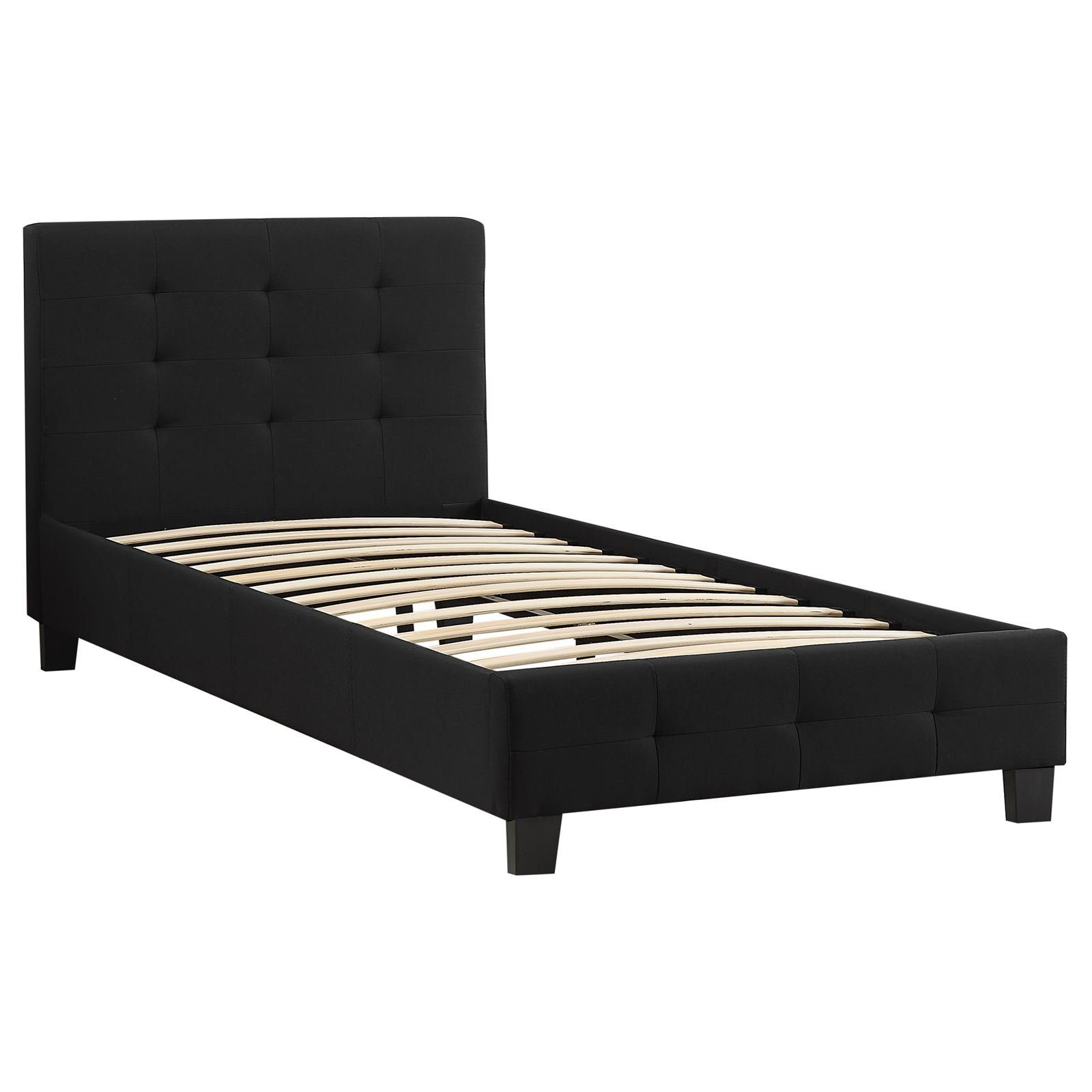 CARO-Möbel Polsterbett OHIO, Einzelbett 90x200 cm Bettgestell mit Lattenrost und Kopfteil schwarz