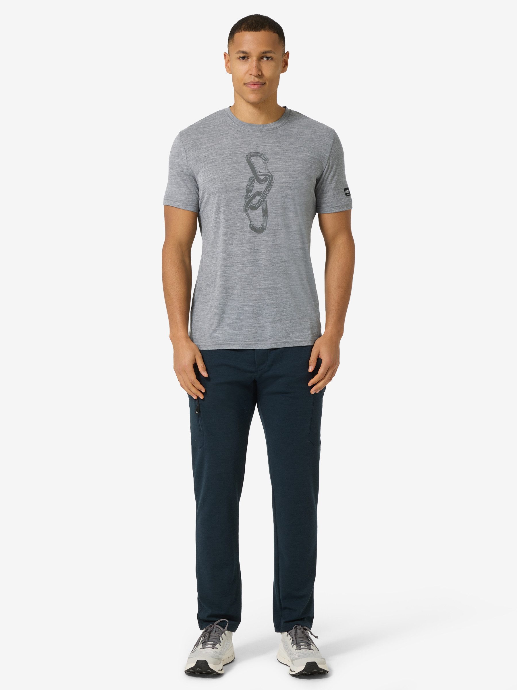 SUPER.NATURAL T-Shirt für Herren, Merino CARABINERI Kletter Motiv, atmungsaktiv