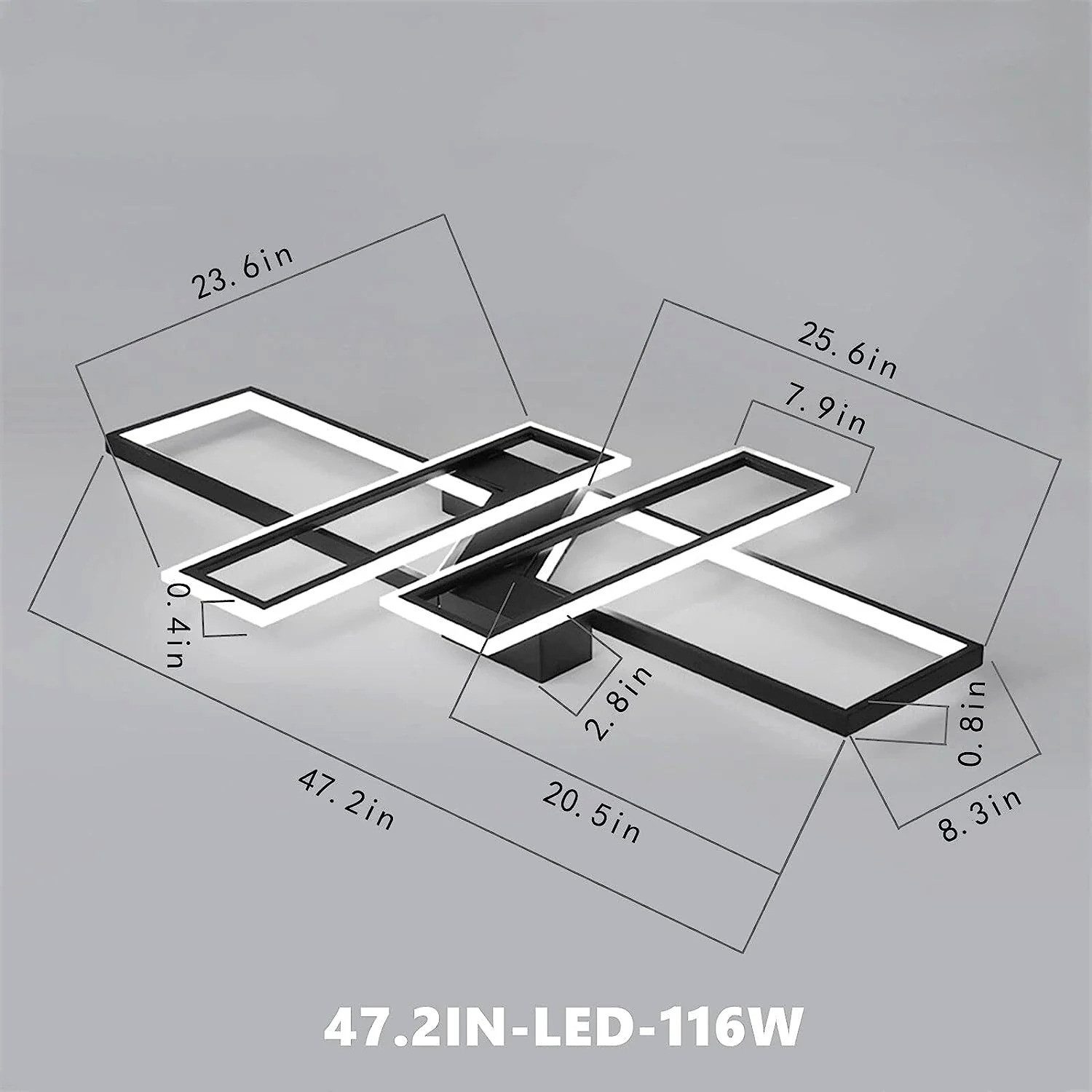 Riserva LED Deckenleuchte LED Deckenleuchte rechteckig 46W, schwarz, dimmbar mit Fernbedienung, LED wechselbar