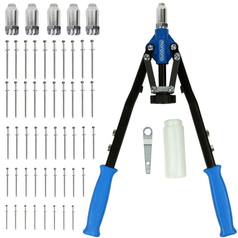 Deuba Kombizange Deuba, 83-tlg., Nietzange Set 5 Mundstücke 75 Nieten 3,2-6,4 mm