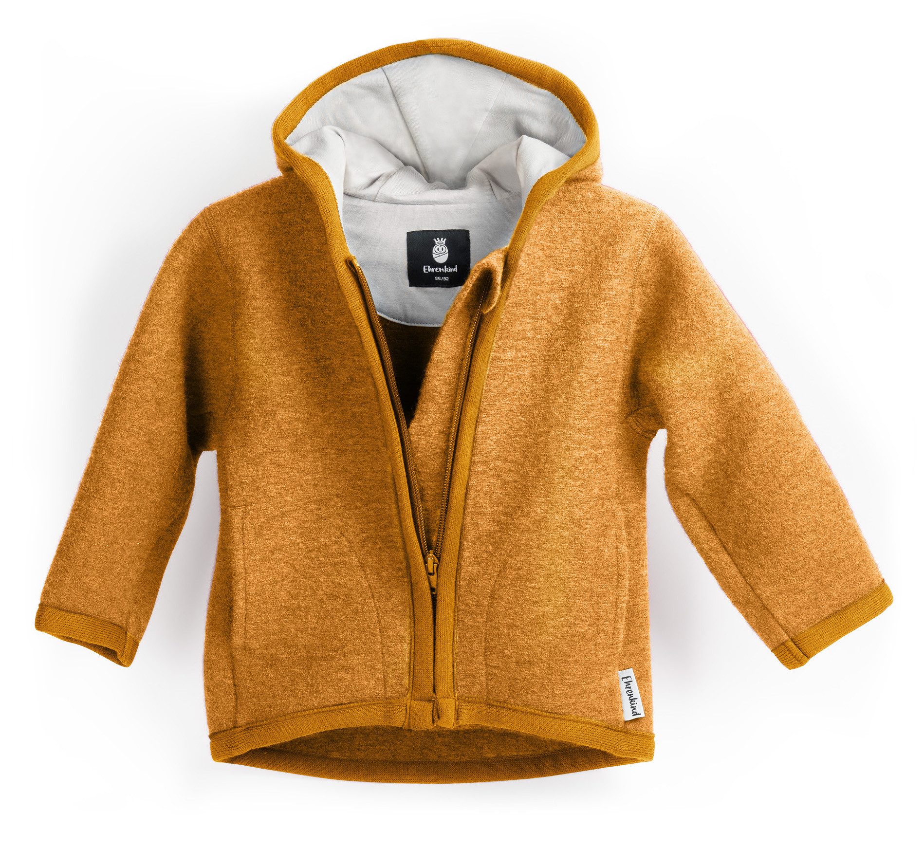 Ehrenkind Walkjacke, Jacke für Kinder aus Merino Schurwolle mit Reißverschluss (aus hochwertiger Walkwolle, atmungsaktiv und temperaturausgleichend) Jacke für Jungen und Mädchen