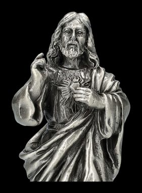 Figuren Shop GmbH Dekofigur Heiligenfigur Zinn - Gesegnetes Herz Jesu - Jesus Dekofigur heilige Fi
