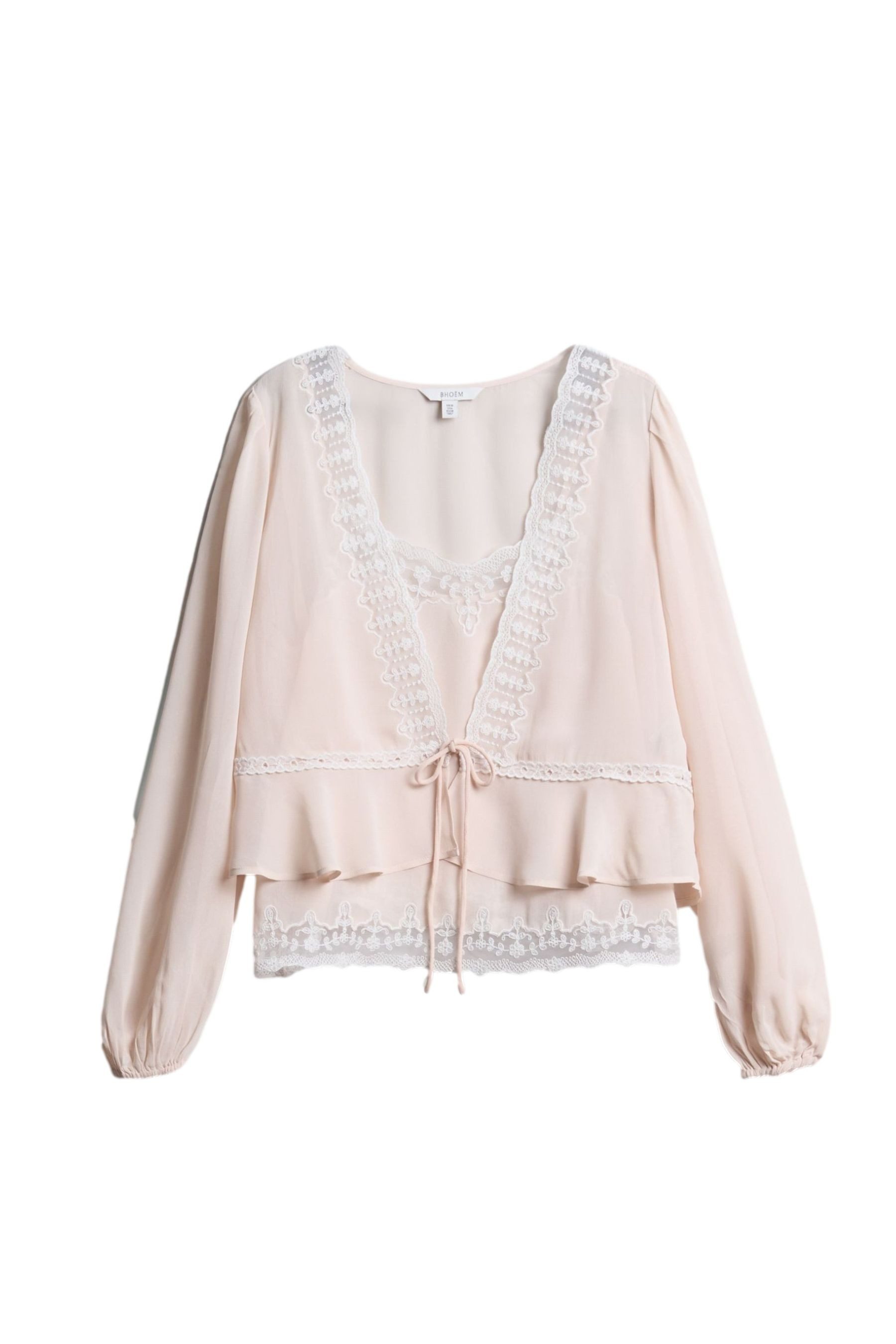 Bhoem Spitzenbluse BHOEM Romantische 2-in-1-Bluse mit Spitze, rosa (2-tlg)