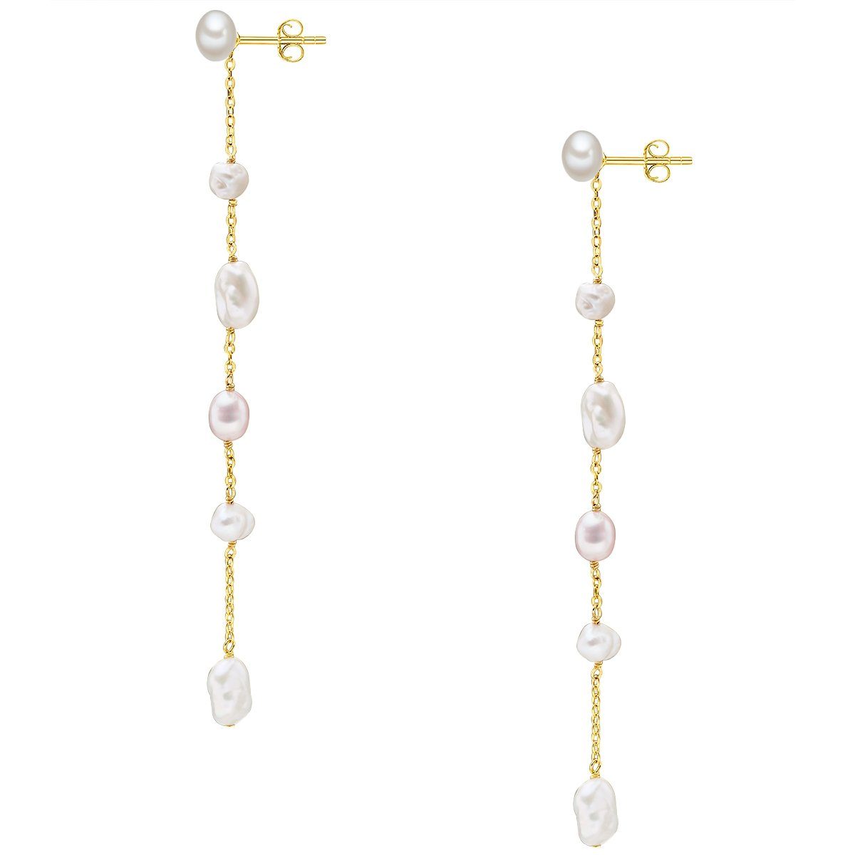 Valero Paar gelbgold, Süßwasser-Zuchtperlen Pearls mit Ohrhänger