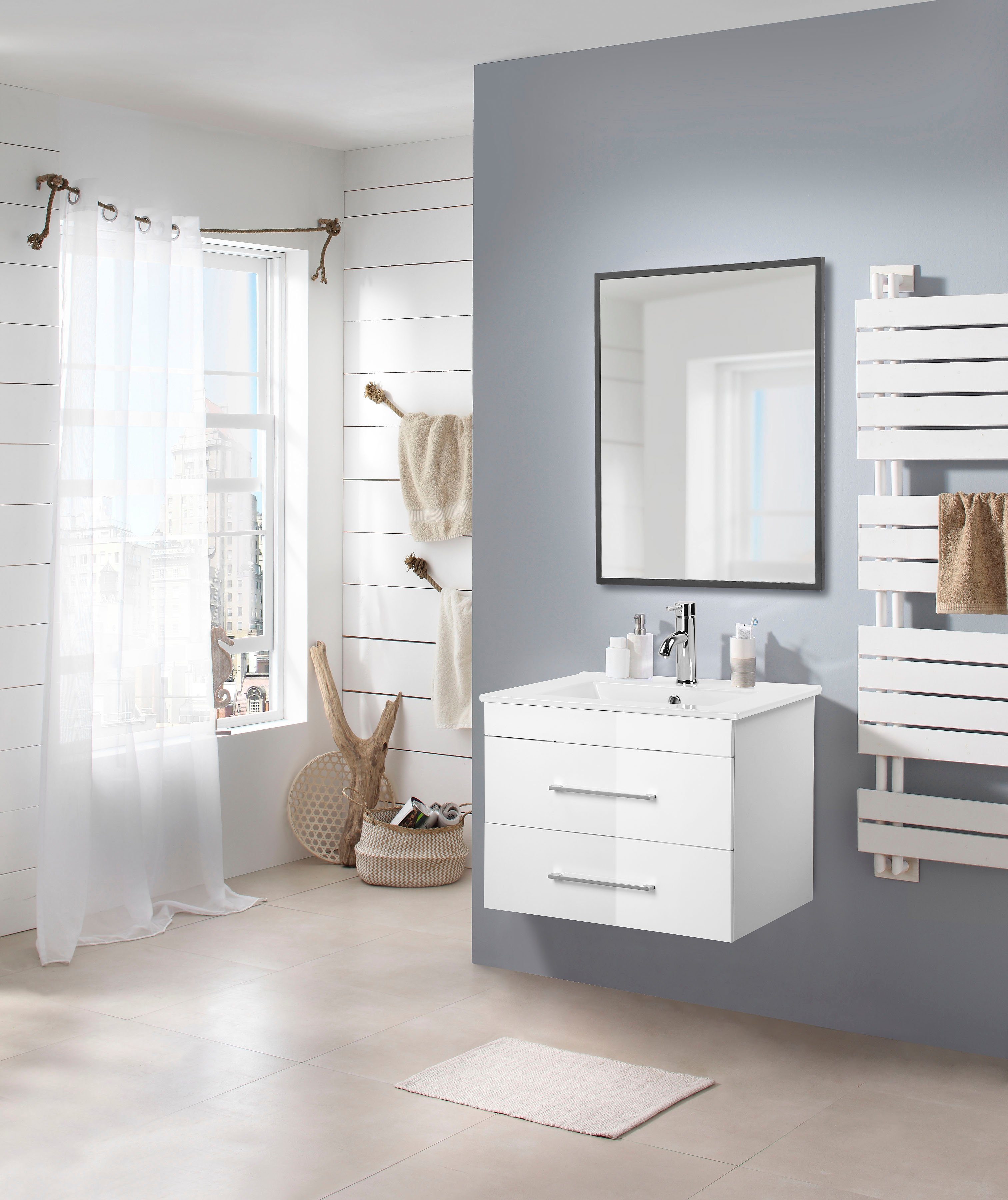 welltime Waschtisch Florenz Badschrank Badmöbel inkl. Waschbecken (Komplett günstig online kaufen