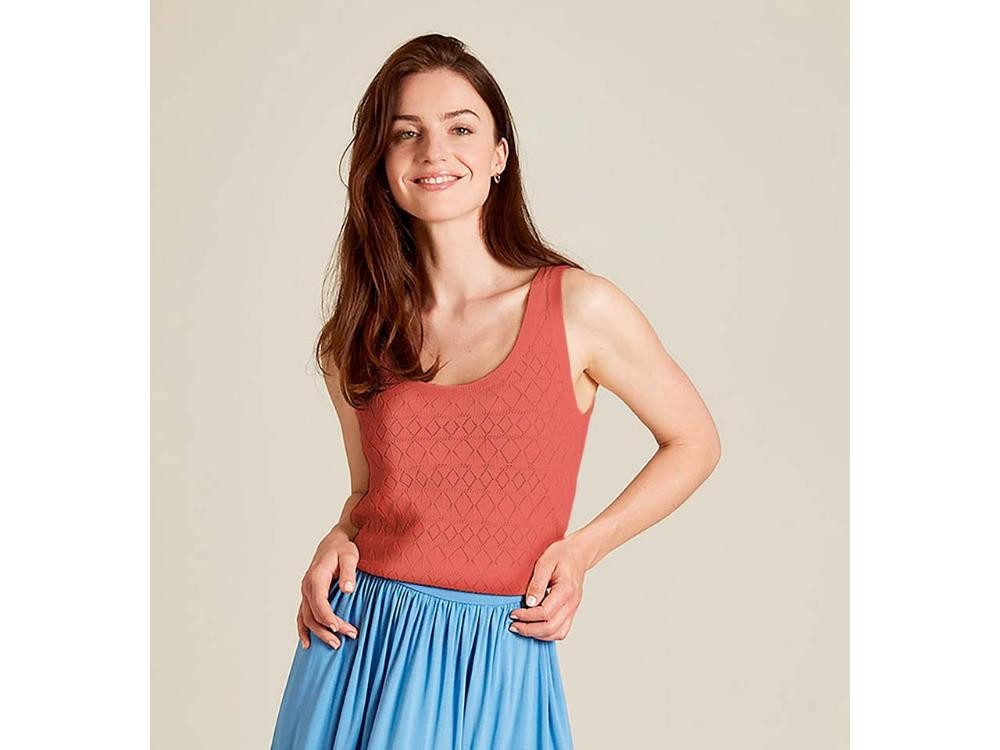 Tranquillo Tanktop tranquillo Bio-Damen-Strick-Top mit Ajour-Spitze