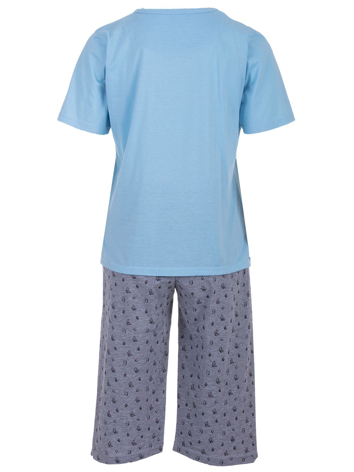 zeitlos Schlafanzug Pyjama Schmetterling Set Capri blau 
