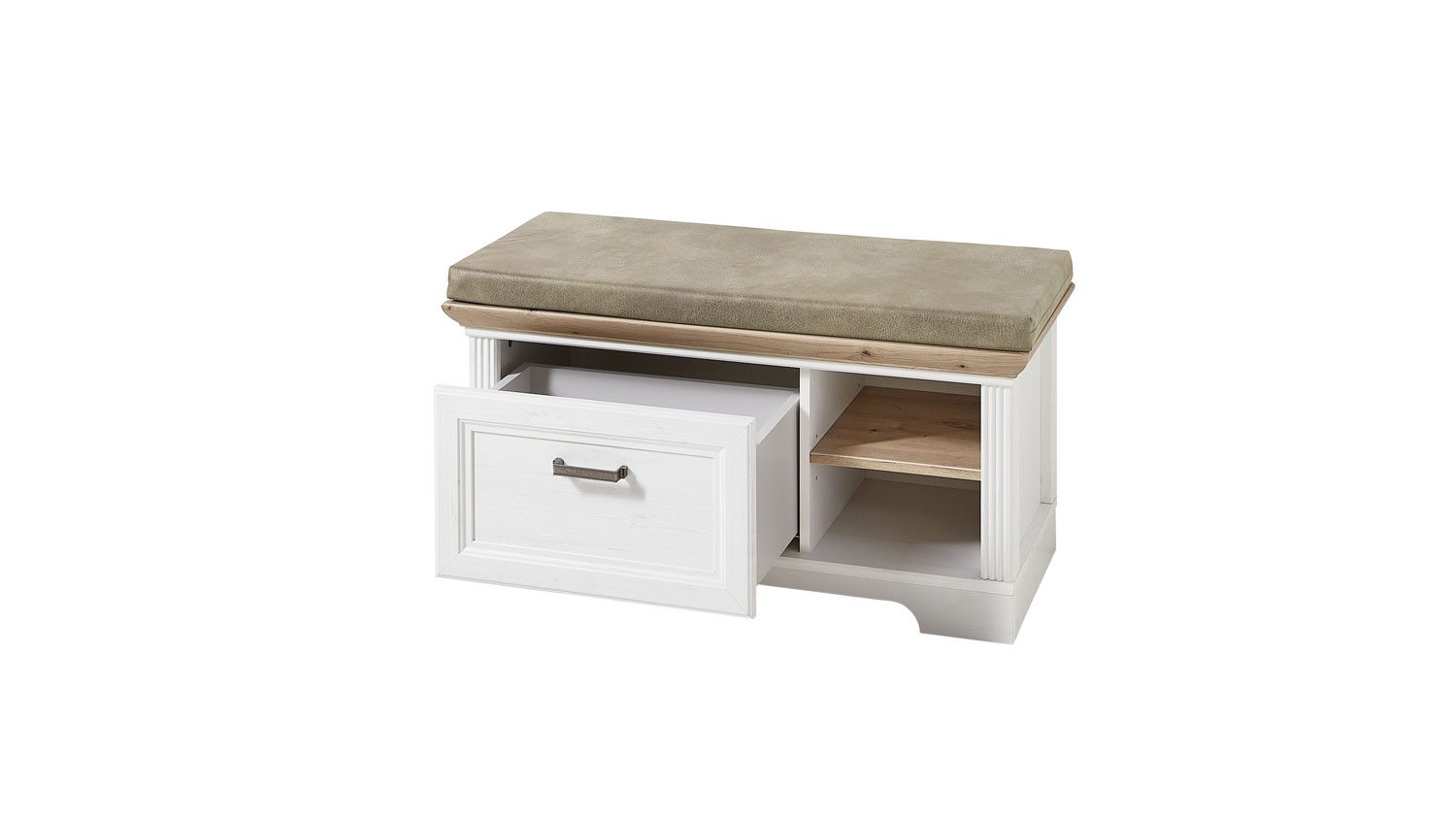 Innostyle Sitzbank Bank Jasmin Schuhschrank mit Kissen Pinie hell und Artisan Eiche 93x49