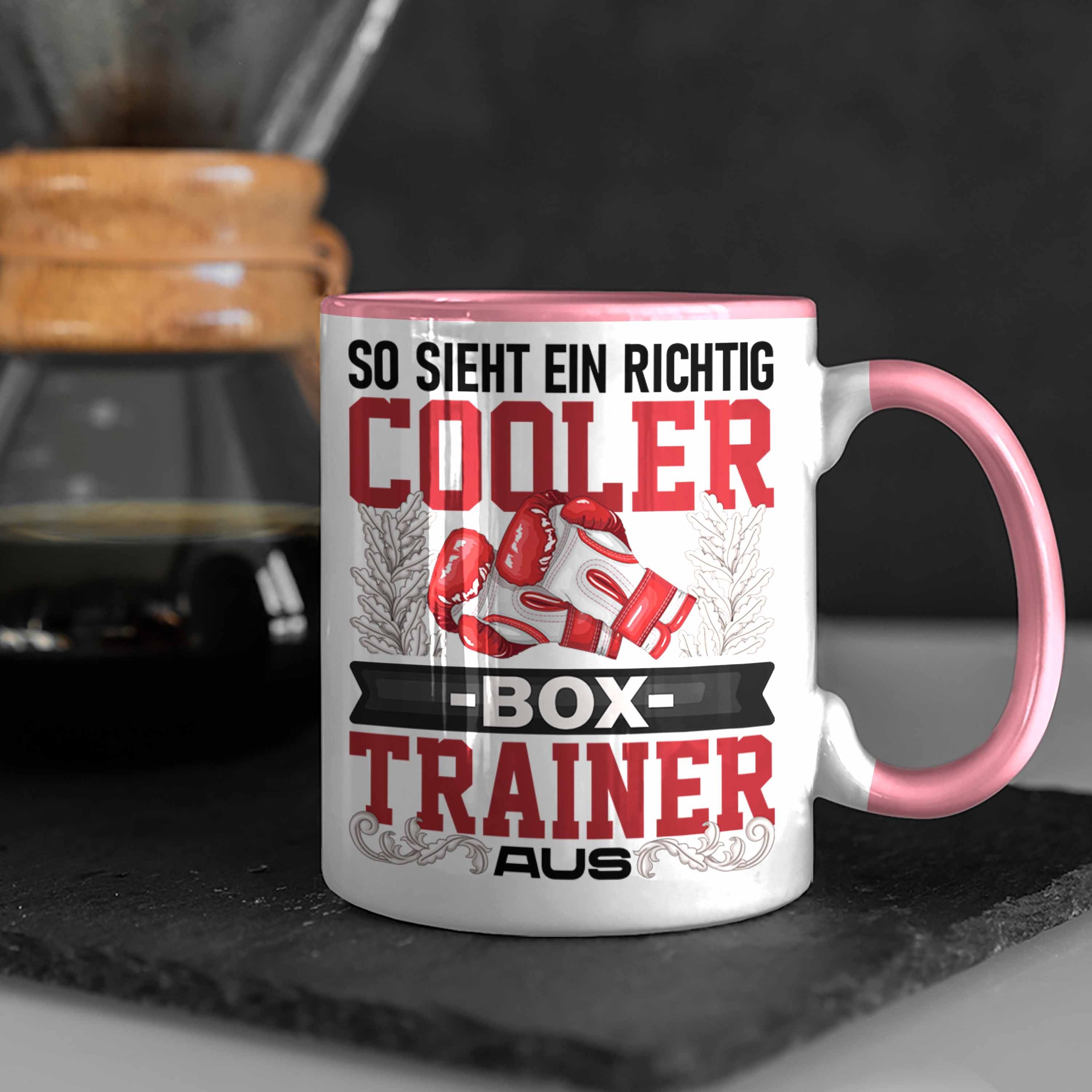 Trendation Tasse Geschenkidee Geschenk Boxtrainer Box Trainer Tasse Rosa Trainer Coach